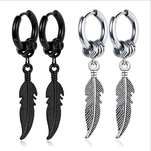 1 Pair of Fashionable Leaf Stainless Steel WOMEN'S Earrings, Punk MEN'S Earrings