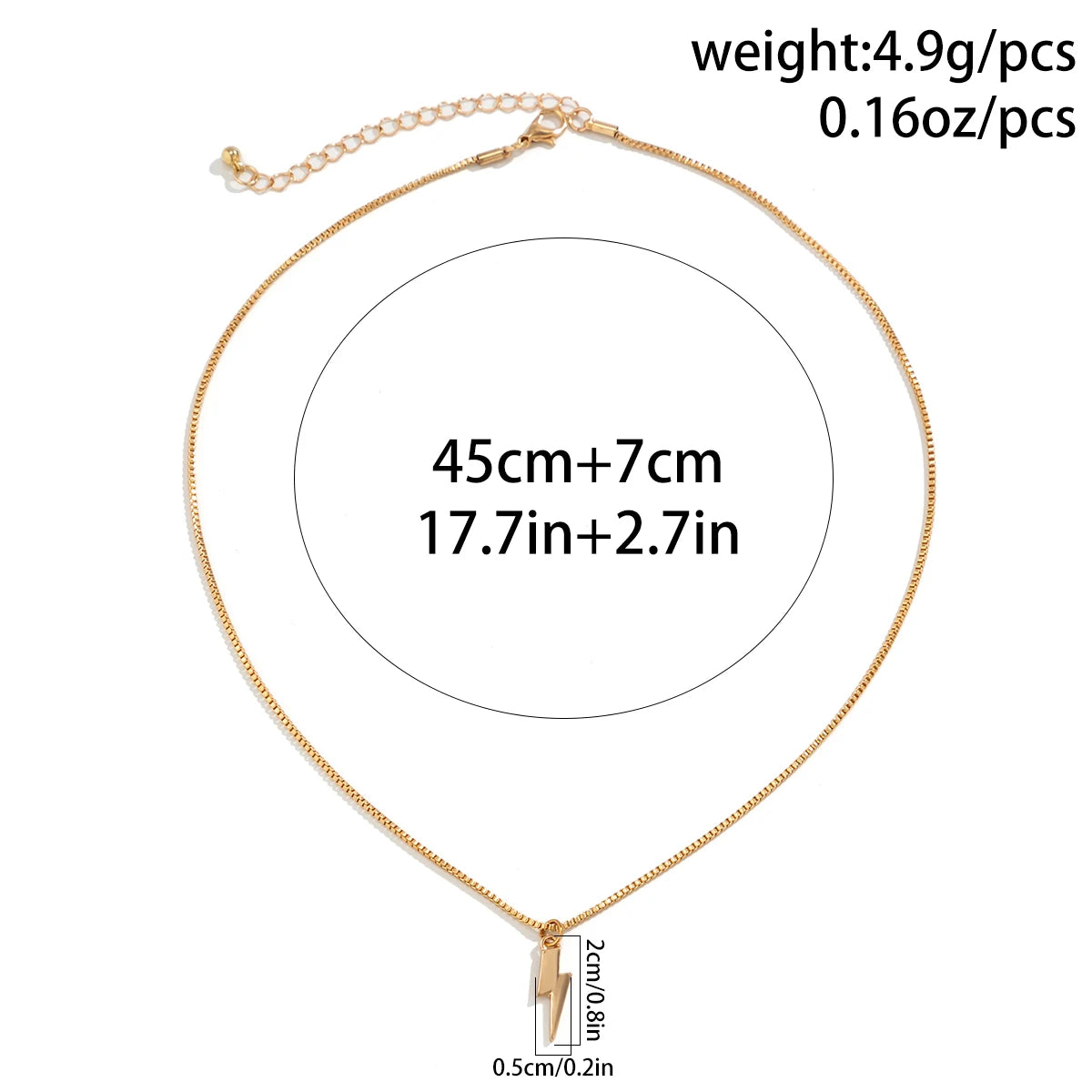 Salircon Punk Simple Box Chain Short Necklace Fashion Aesthetics Metal Lightning Pendant Necklace Men's Statement Jewelry Gift