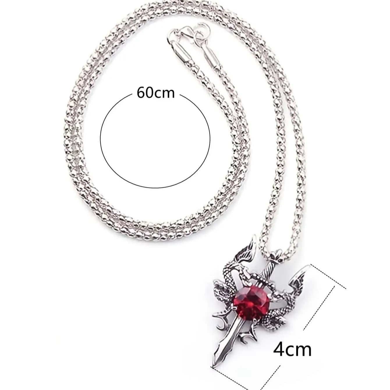 1 Gothic Dragon Water Diamond Long Necklace Men's Dominant Retro Dragon Necklace