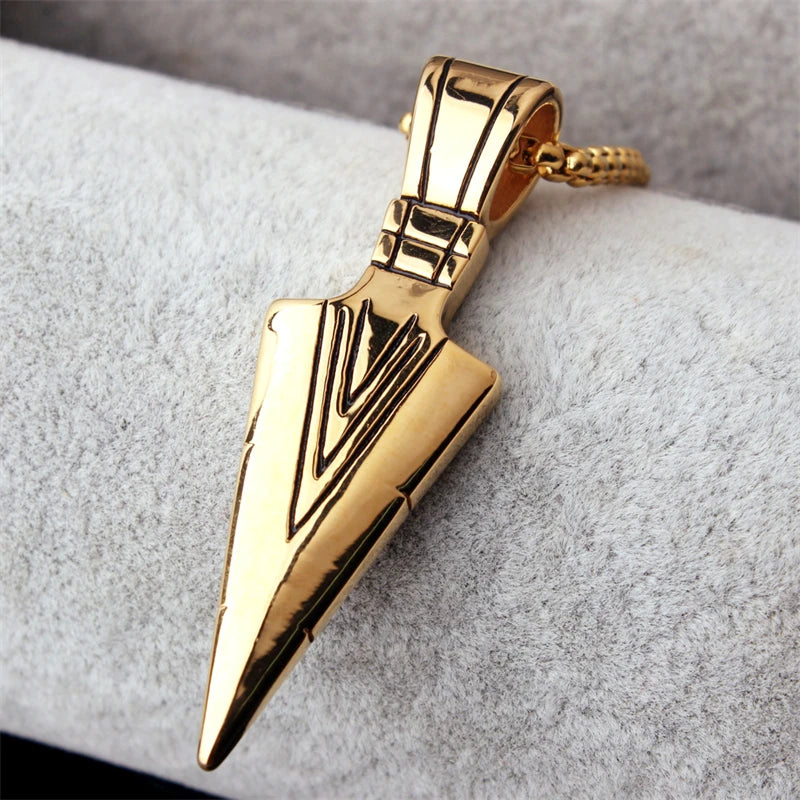 Hip Hop Fashion Rock Necklace Personalized Triangle Spearhead Men's Necklace Stainless Steel Metal Arrow Pendant Jewelry Chain