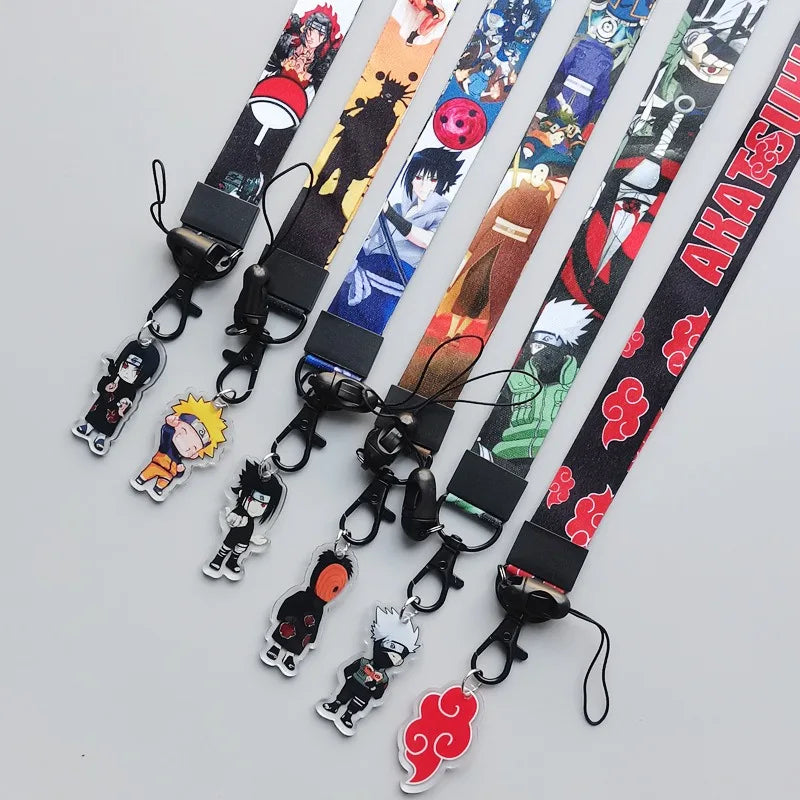 Cute Naruto Japanese Anime Lanyard Neck Strap Kakashi Cartoon Keychain for Pendant Fashion Key Ring Cosplay Accessories Gifts