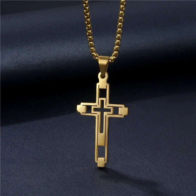 New Black Color Pillar Necklace for Men Women Trendy Simple Stainless Steel Chain 3D Bar Necklaces Party Jewelry Couple Gifts