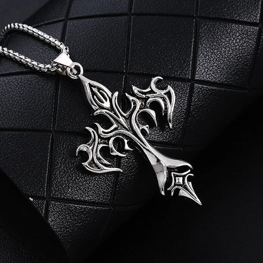 Fashion Vintage Flame Cross Pendant Necklace - ixtyn Luxy®  Edition