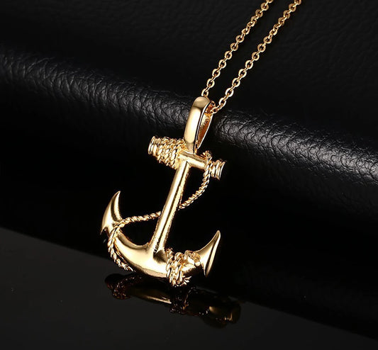Explosive Titanium Steel Anchor Pendant Necklace Trend Men's Personality Retro Cross Jewelry Gift Boyfriend